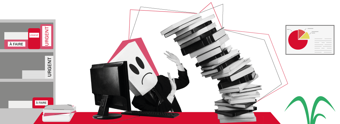 LA-RENTREE-LE-TRAVAIL-ET-TOUTES-CES-CHOSES-INSUPPORTABLES-AU-BUREAU---perroquet - collegue - conge - discussions - communication - urgence - trop de travail - fatigue - repos - vacance - classeur - dossier